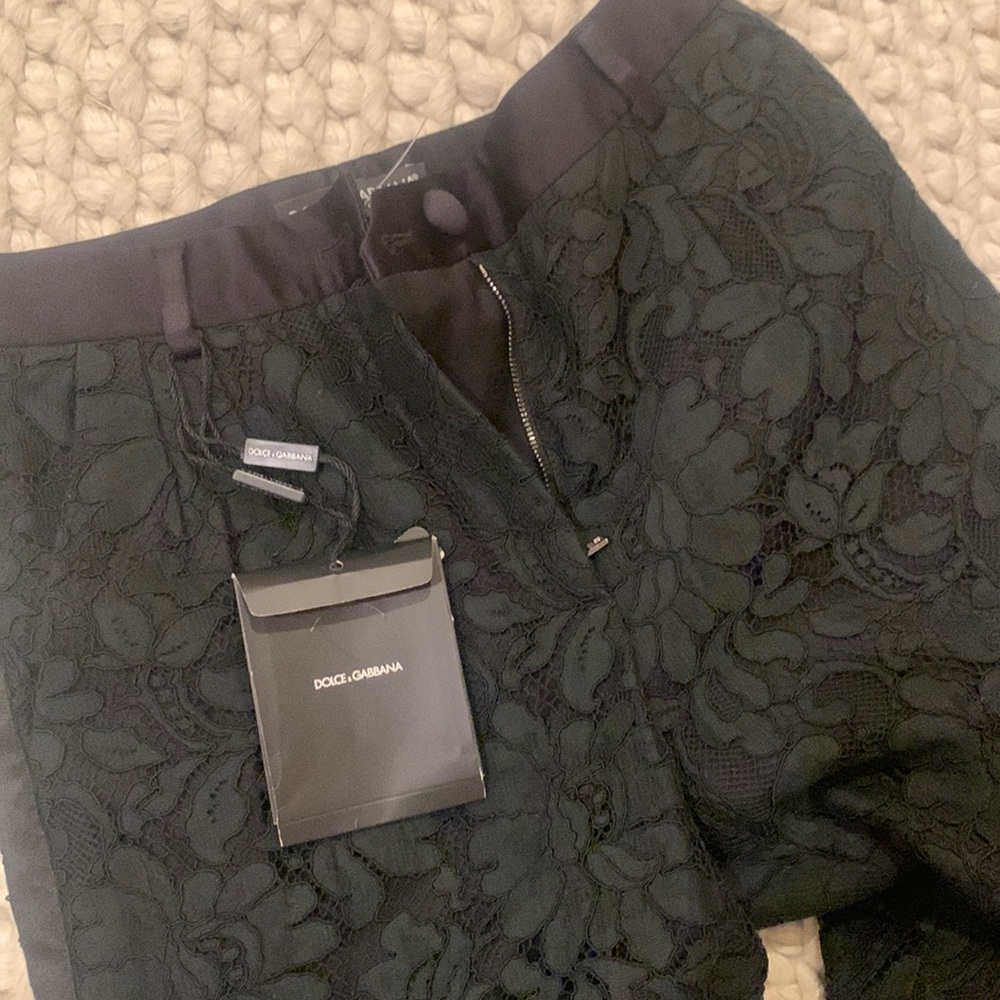 Dolce and gabbana black lace pants.